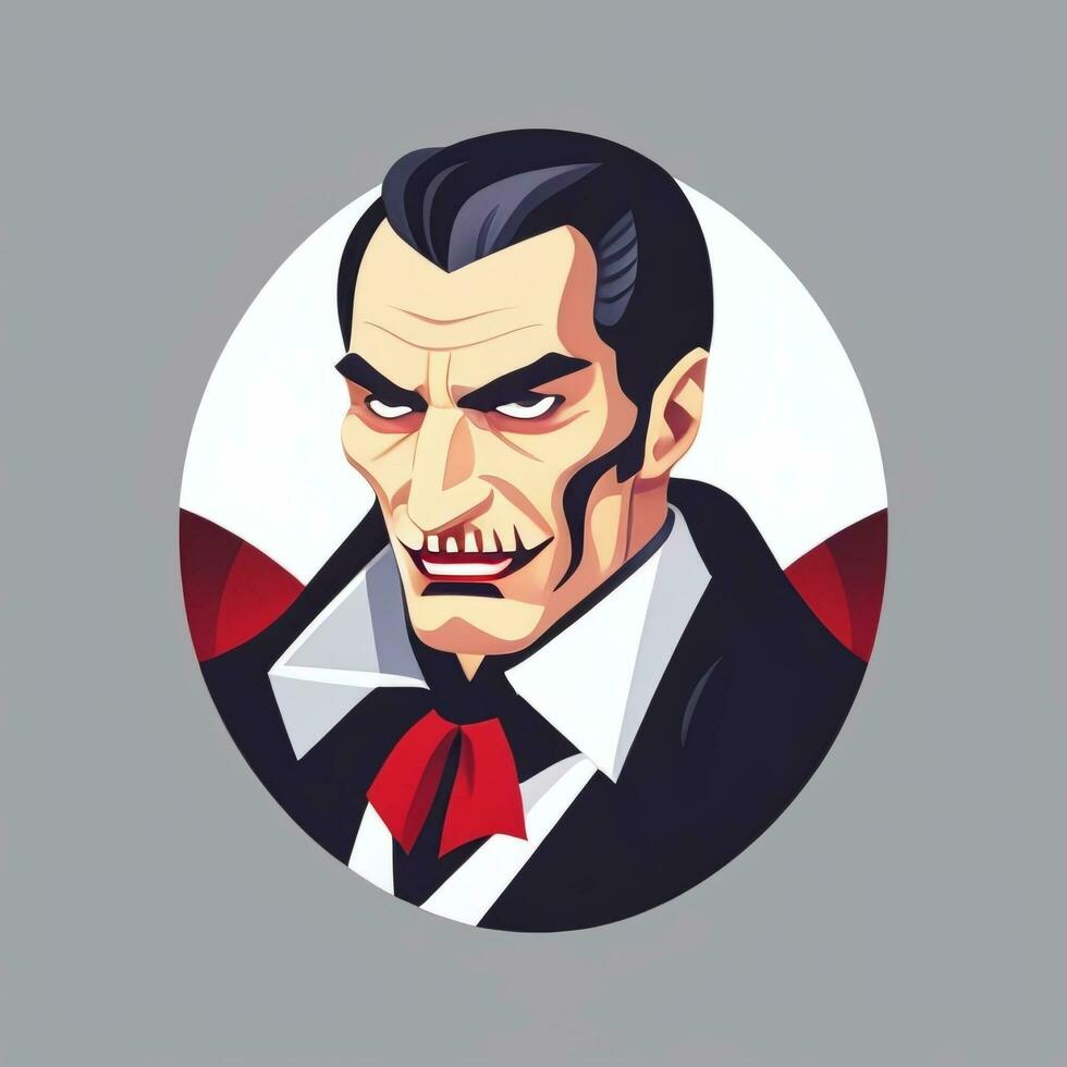 AI generated Dracula Vampire Avatar Gamer Icon Clip Art Sticker Decoration Simple Background photo