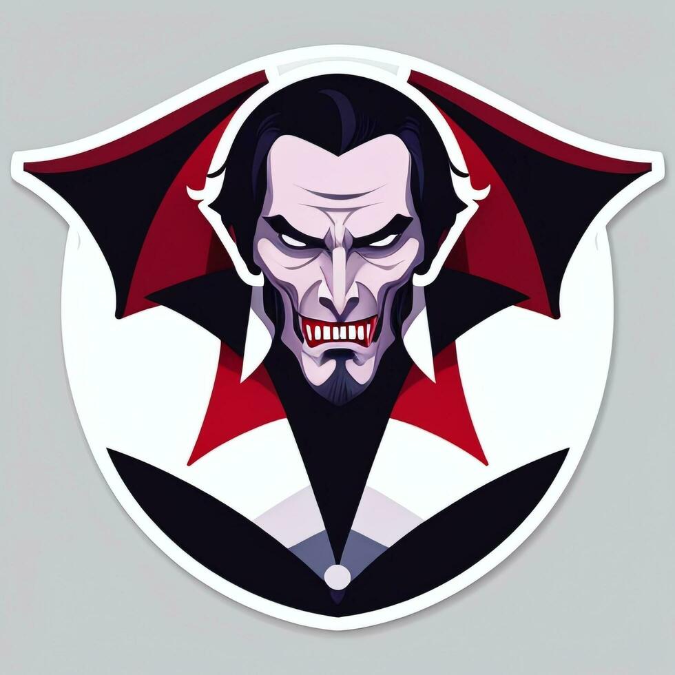 AI generated Dracula Vampire Avatar Gamer Icon Clip Art Sticker Decoration Simple Background photo