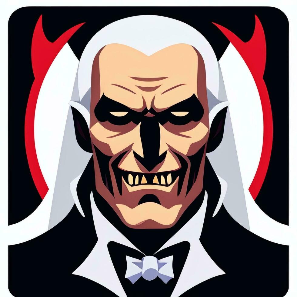 AI generated Dracula Vampire Avatar Gamer Icon Clip Art Sticker Decoration Simple Background photo