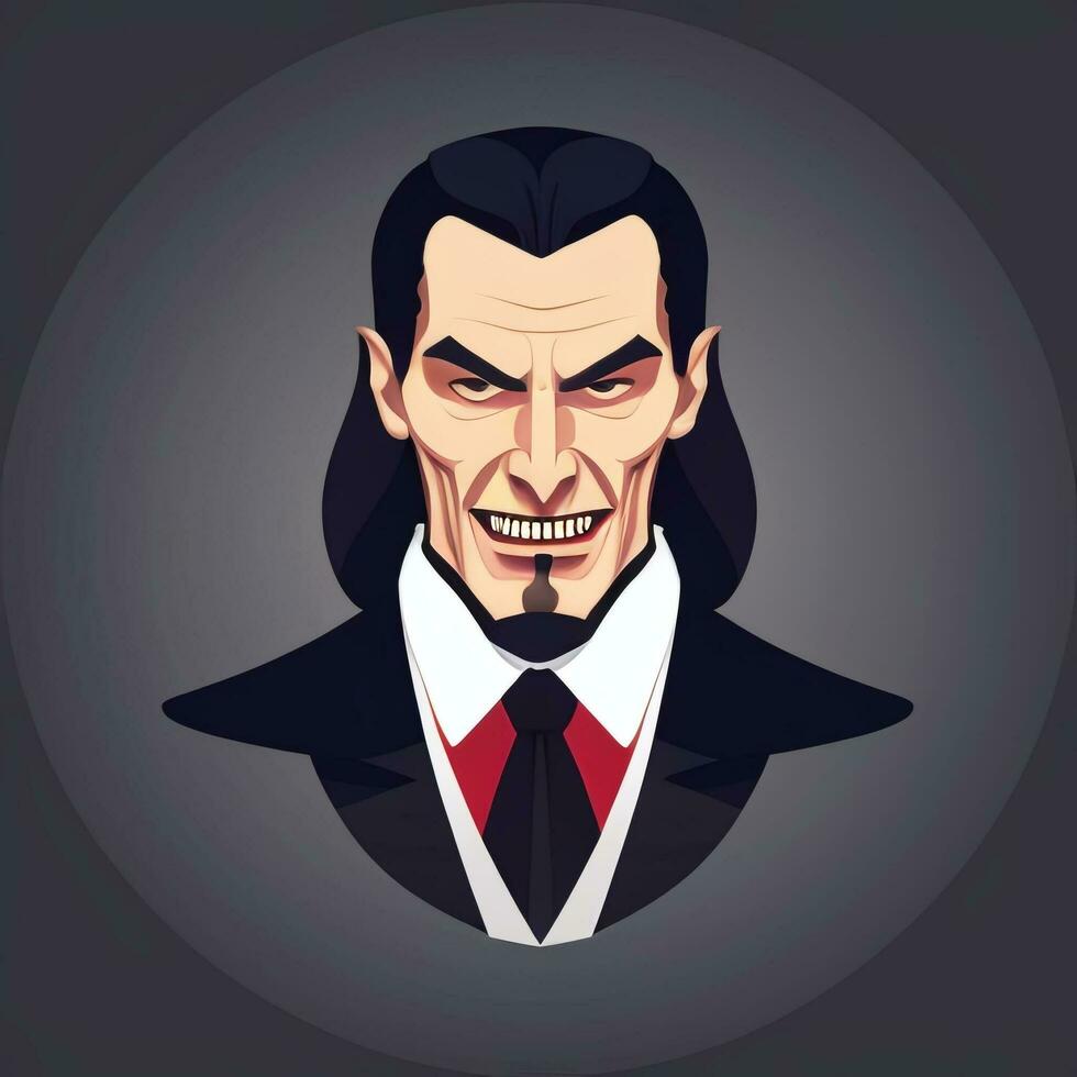AI generated Dracula Vampire Avatar Gamer Icon Clip Art Sticker Decoration Simple Background photo