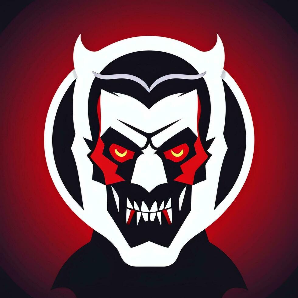 AI generated Dracula Vampire Avatar Gamer Icon Clip Art Sticker Decoration Simple Background photo