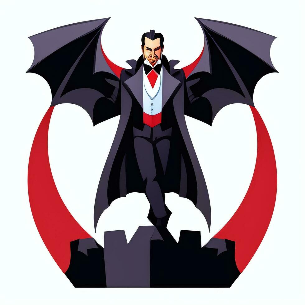 AI generated Dracula Vampire Avatar Gamer Icon Clip Art Sticker Decoration Simple Background photo