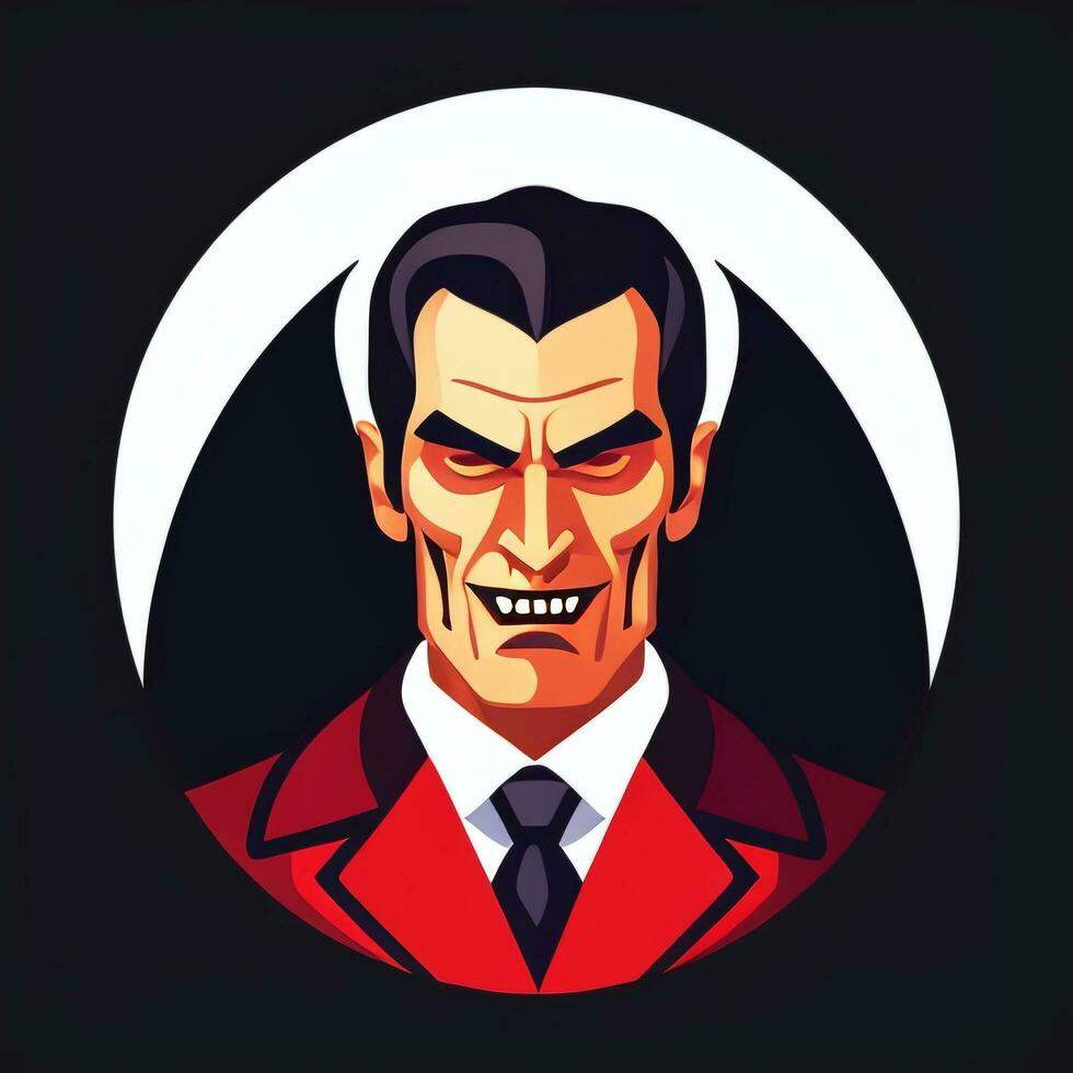 AI generated Dracula Vampire Avatar Gamer Icon Clip Art Sticker Decoration Simple Background photo