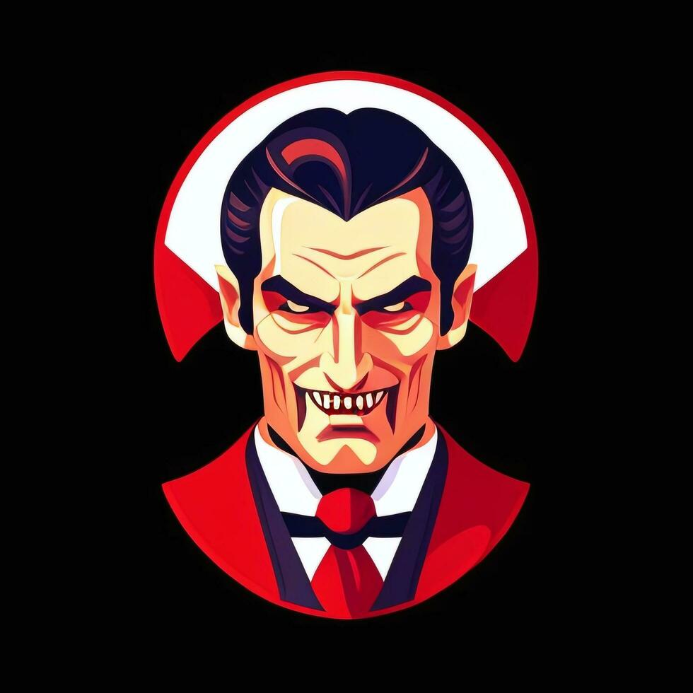 AI generated Dracula Vampire Avatar Gamer Icon Clip Art Sticker Decoration Simple Background photo