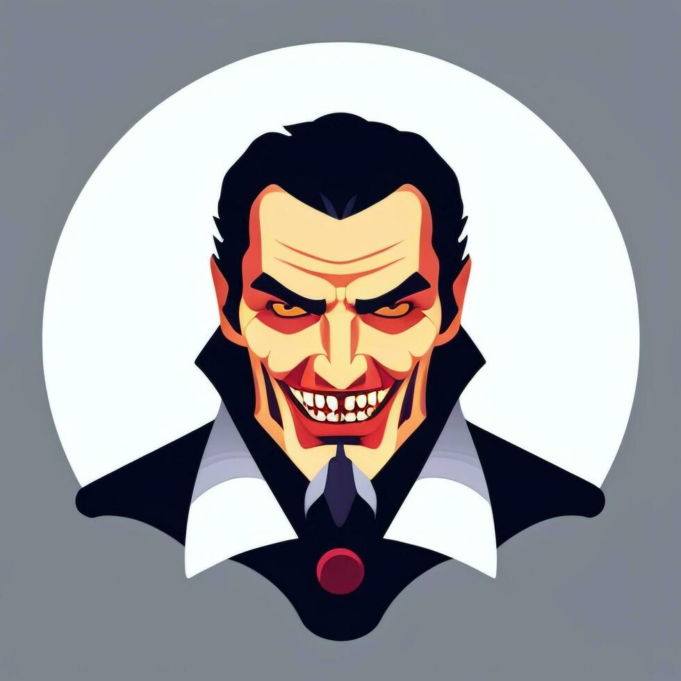 AI generated Dracula Vampire Avatar Gamer Icon Clip Art Sticker Decoration Simple Background photo