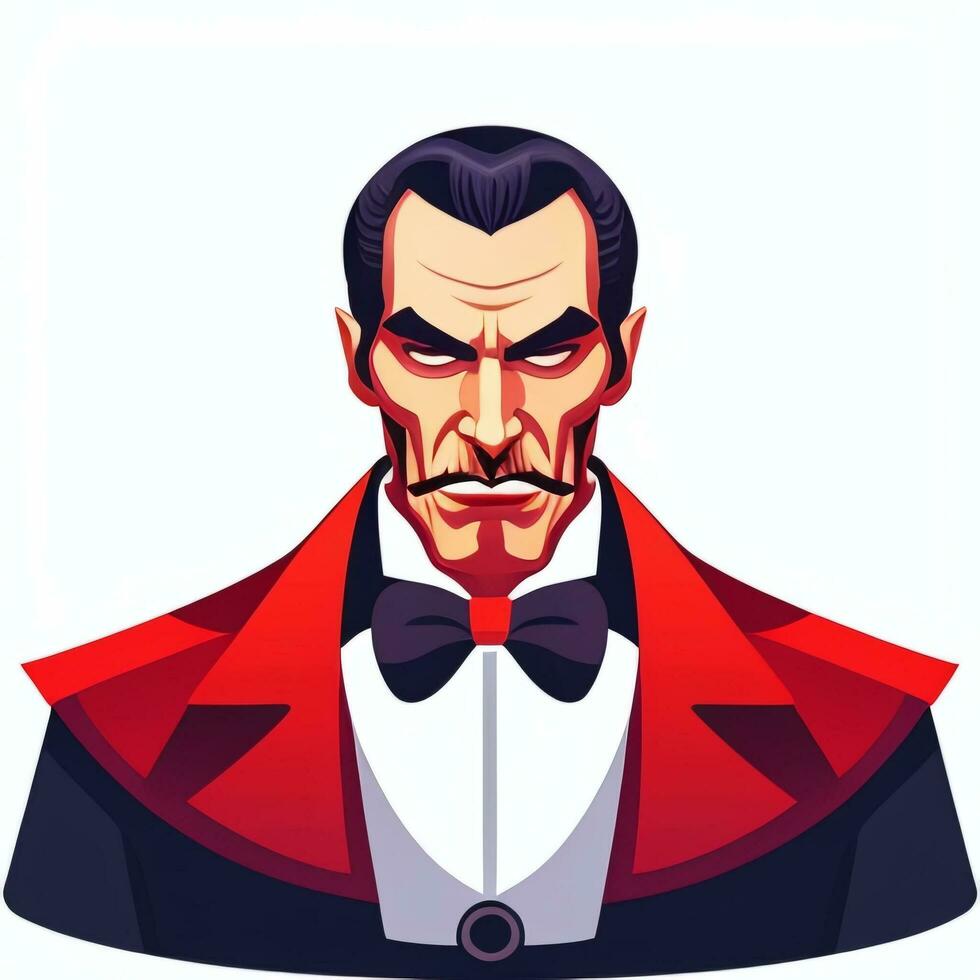 AI generated Dracula Vampire Avatar Gamer Icon Clip Art Sticker Decoration Simple Background photo