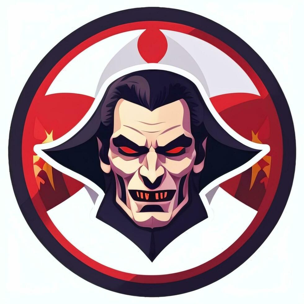 AI generated Dracula Vampire Avatar Gamer Icon Clip Art Sticker Decoration Simple Background photo