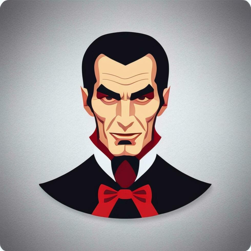 AI generated Dracula Vampire Avatar Gamer Icon Clip Art Sticker Decoration Simple Background photo