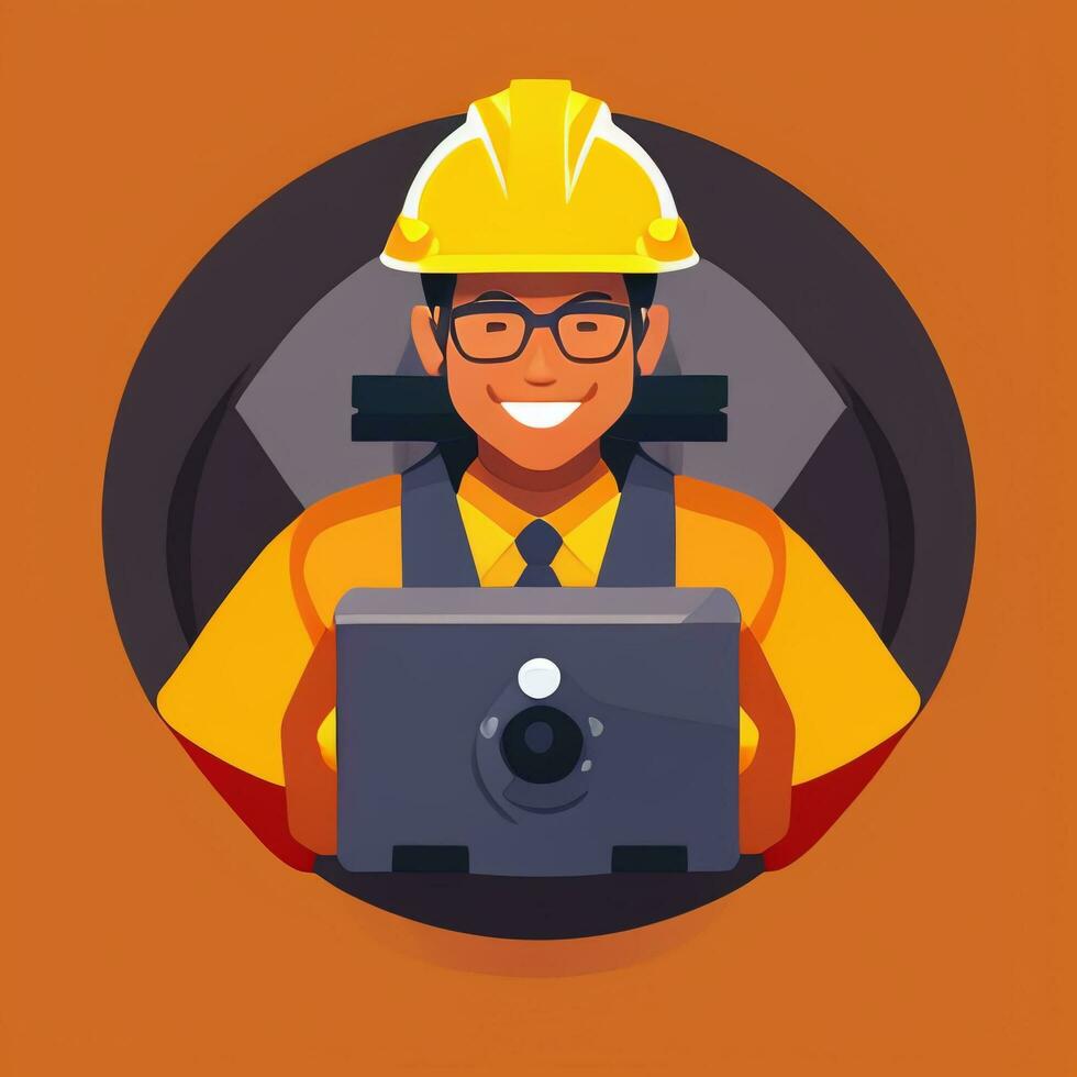 AI generated Engineer Avatar Icon Clip Art Sticker Decoration Simple Background photo