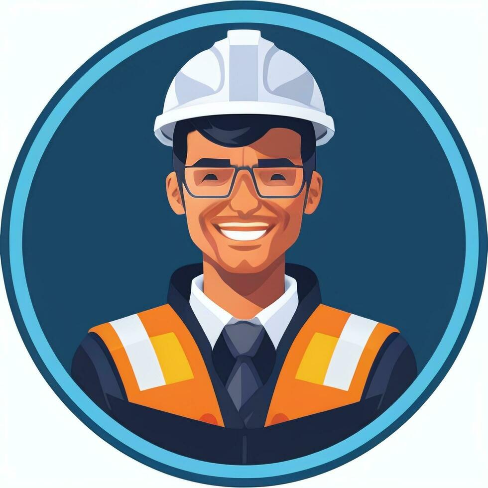 AI generated Engineer Avatar Icon Clip Art Sticker Decoration Simple Background photo