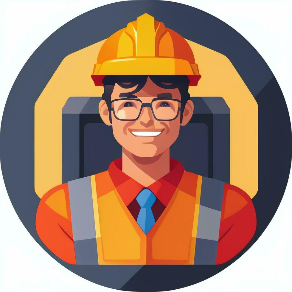 AI generated Engineer Avatar Icon Clip Art Sticker Decoration Simple Background photo