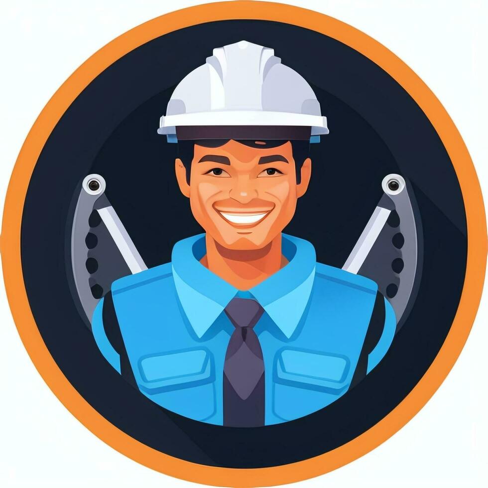 AI generated Engineer Avatar Icon Clip Art Sticker Decoration Simple Background photo