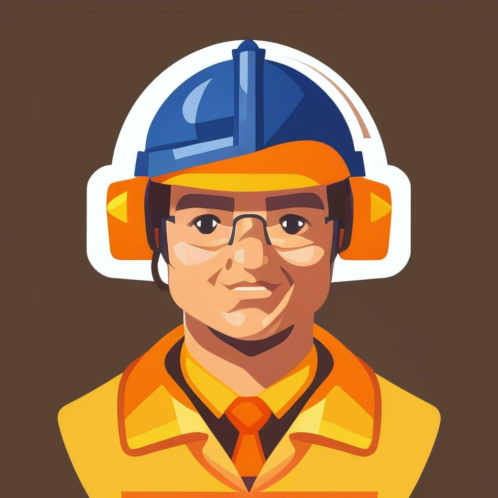 AI generated Engineer Avatar Icon Clip Art Sticker Decoration Simple Background photo