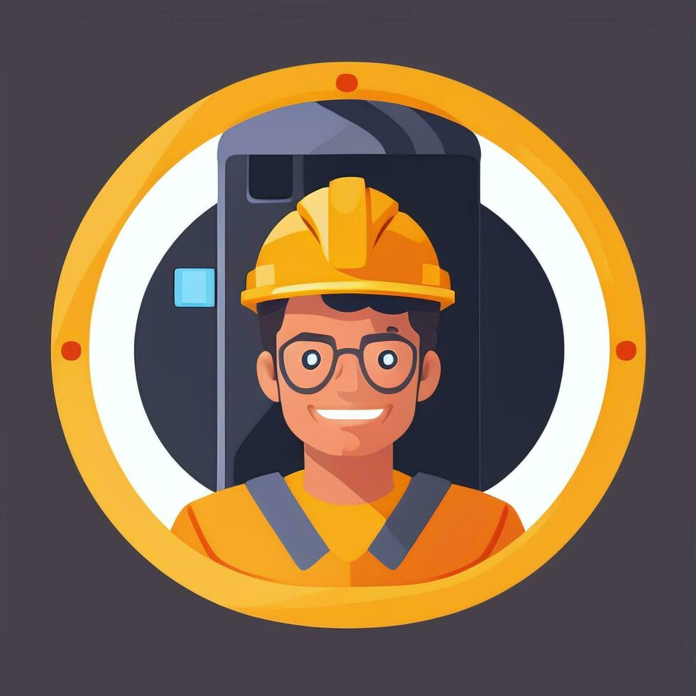 AI generated Engineer Avatar Icon Clip Art Sticker Decoration Simple Background photo