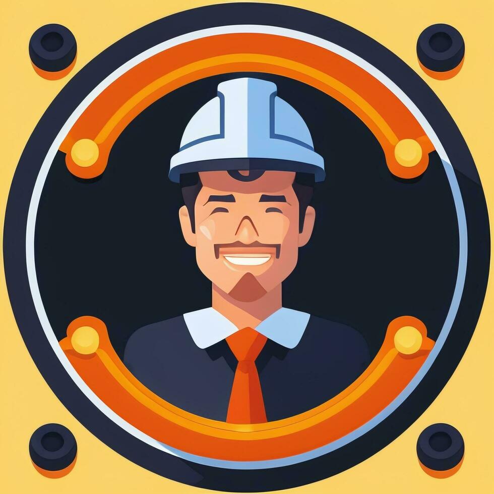 AI generated Engineer Avatar Icon Clip Art Sticker Decoration Simple Background photo