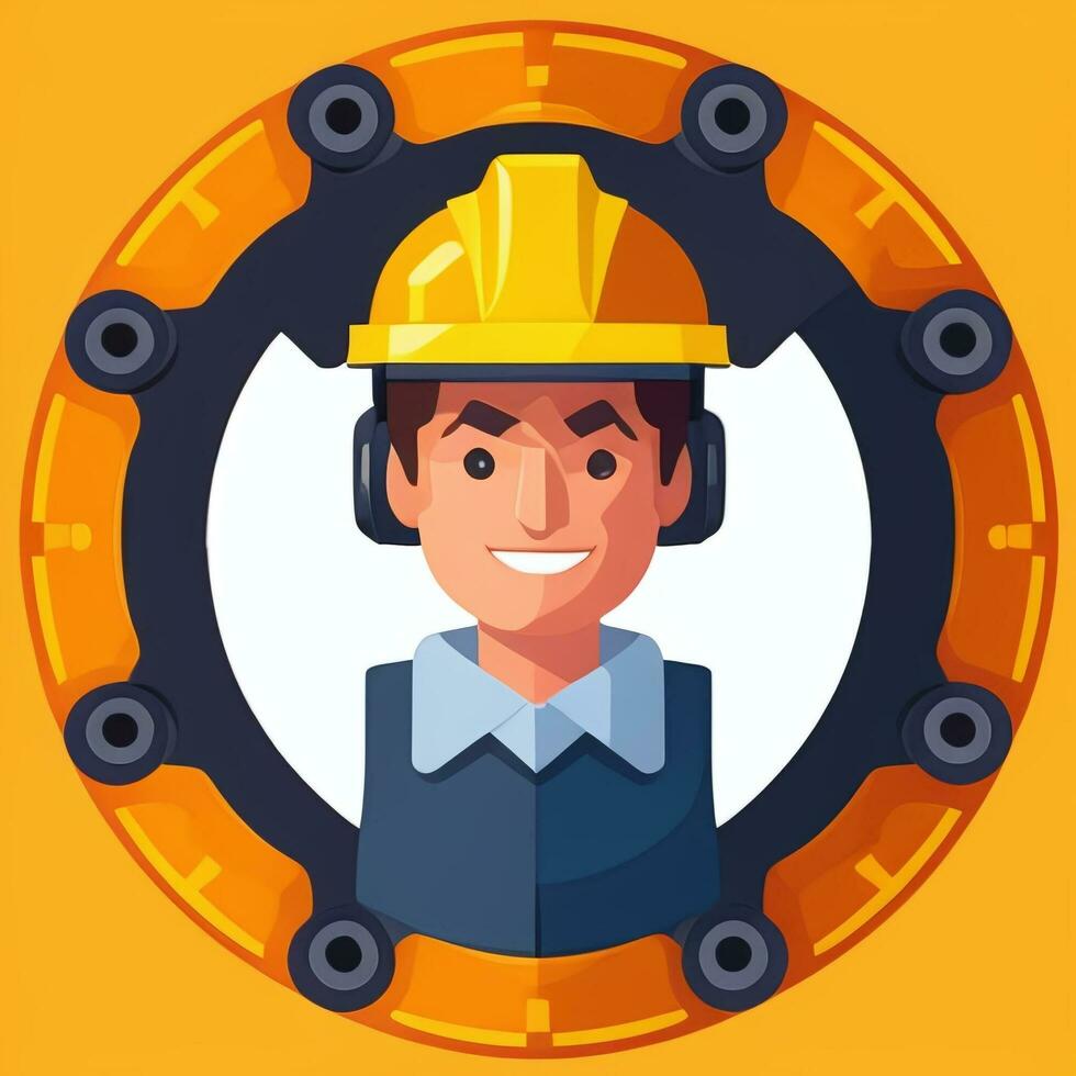 AI generated Engineer Avatar Icon Clip Art Sticker Decoration Simple Background photo