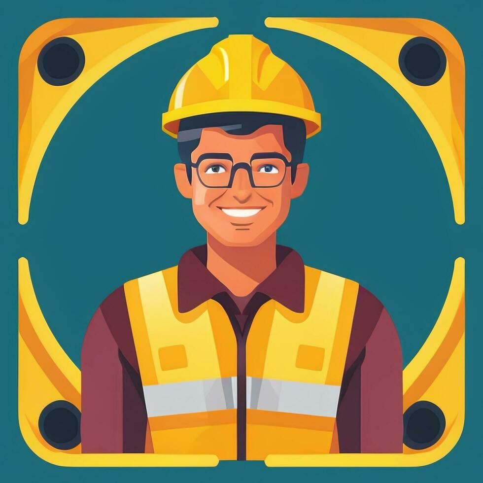 AI generated Engineer Avatar Icon Clip Art Sticker Decoration Simple Background photo