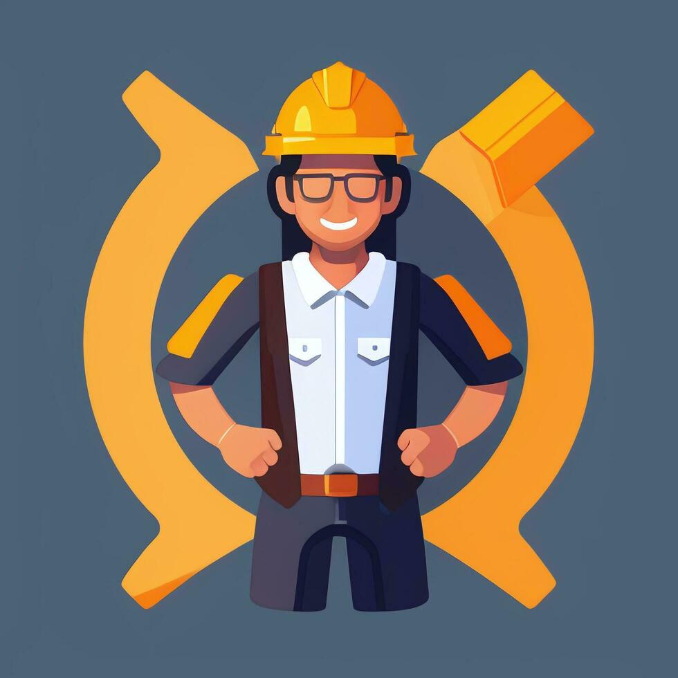 AI generated Engineer Avatar Icon Clip Art Sticker Decoration Simple Background photo