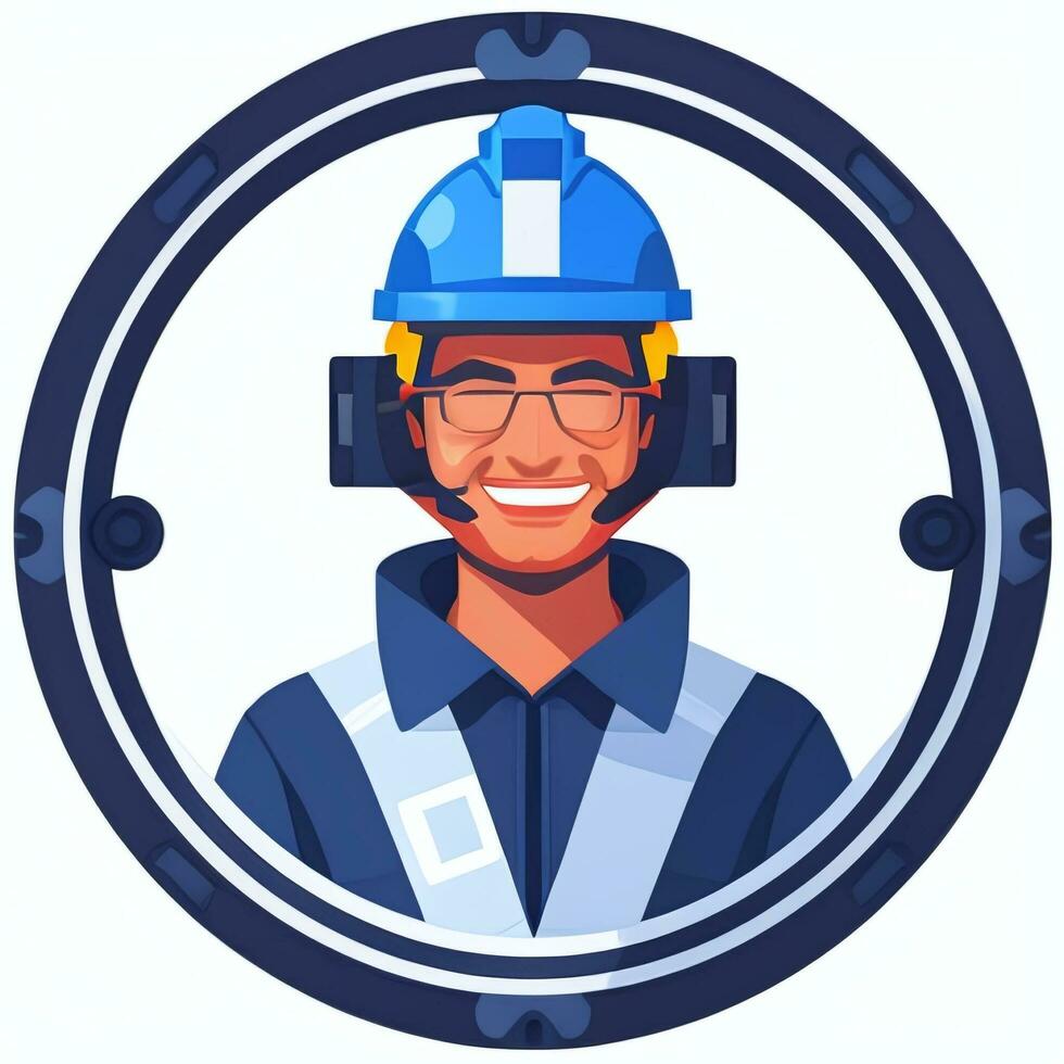 AI generated Engineer Avatar Icon Clip Art Sticker Decoration Simple Background photo