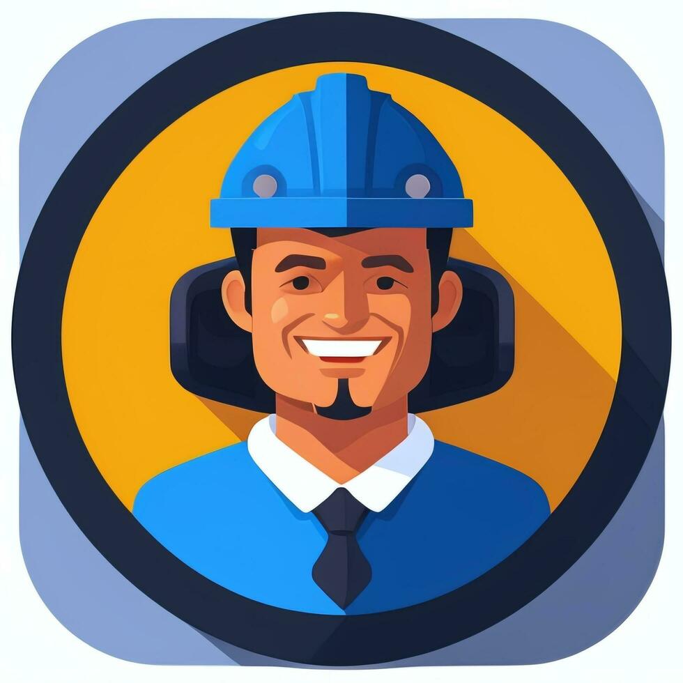 AI generated Engineer Avatar Icon Clip Art Sticker Decoration Simple Background photo