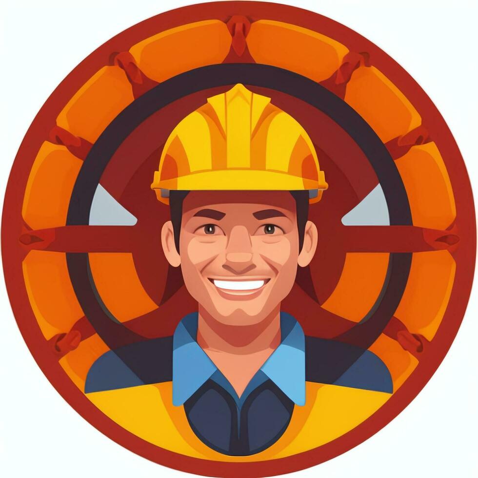 AI generated Engineer Avatar Icon Clip Art Sticker Decoration Simple Background photo
