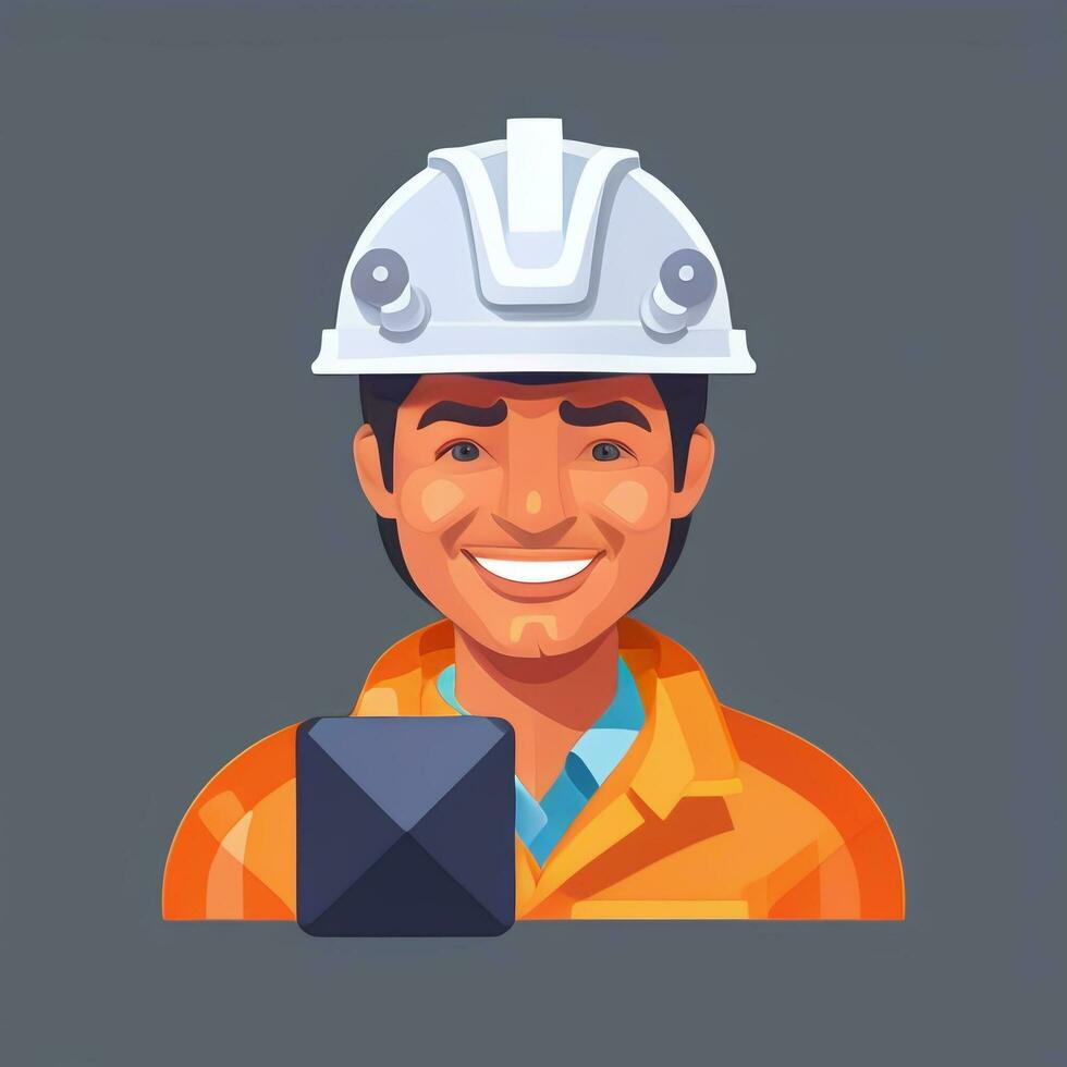 AI generated Engineer Avatar Icon Clip Art Sticker Decoration Simple Background photo