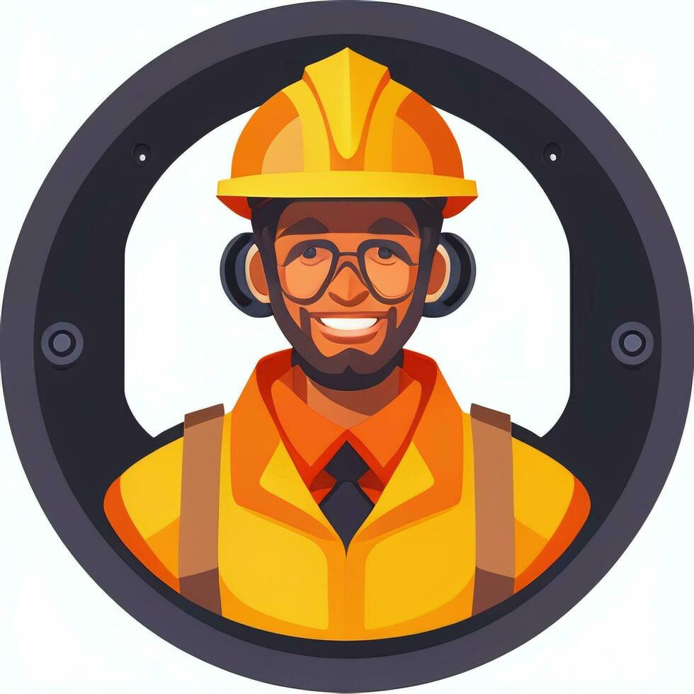AI generated Engineer Avatar Icon Clip Art Sticker Decoration Simple Background photo
