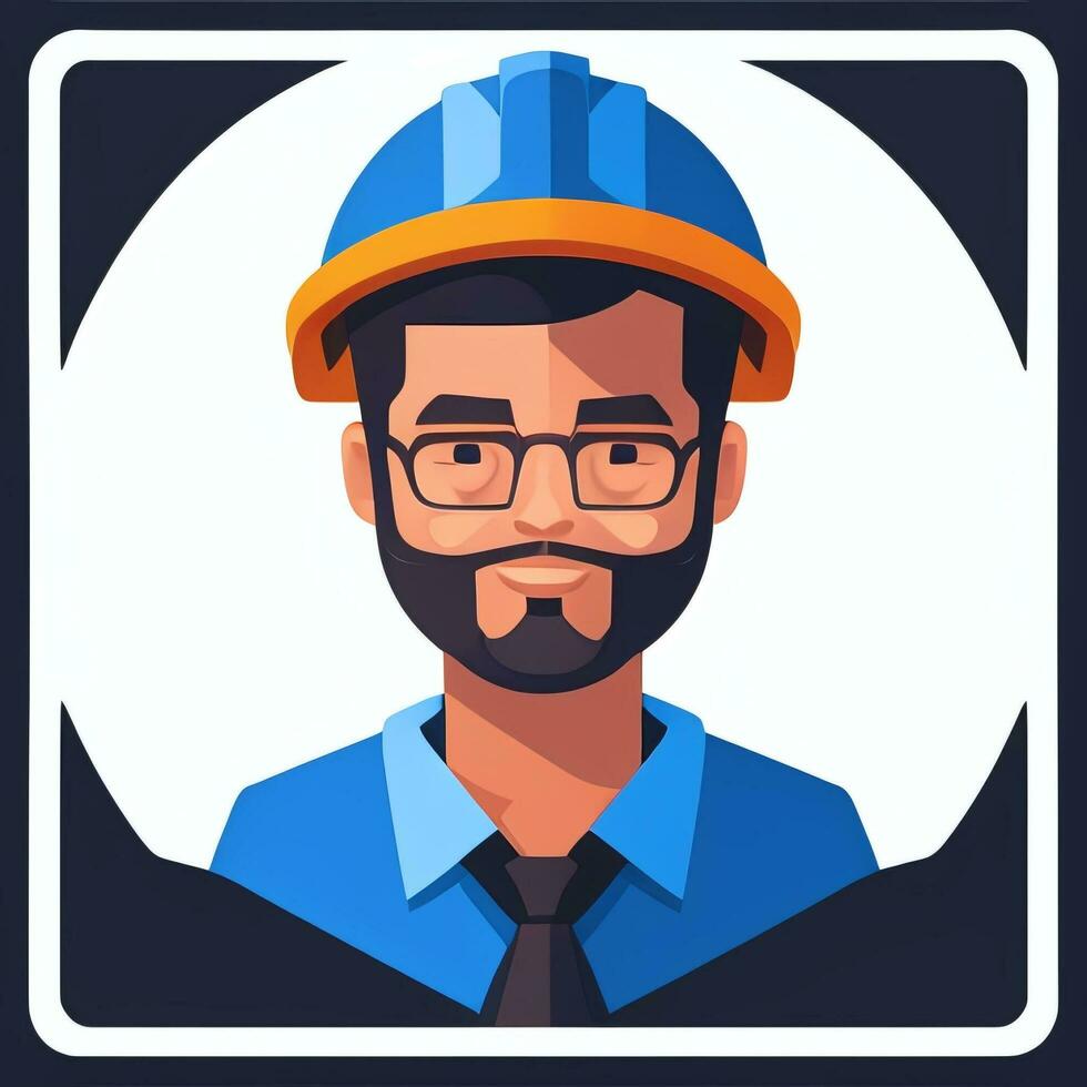 AI generated Engineer Avatar Icon Clip Art Sticker Decoration Simple Background photo