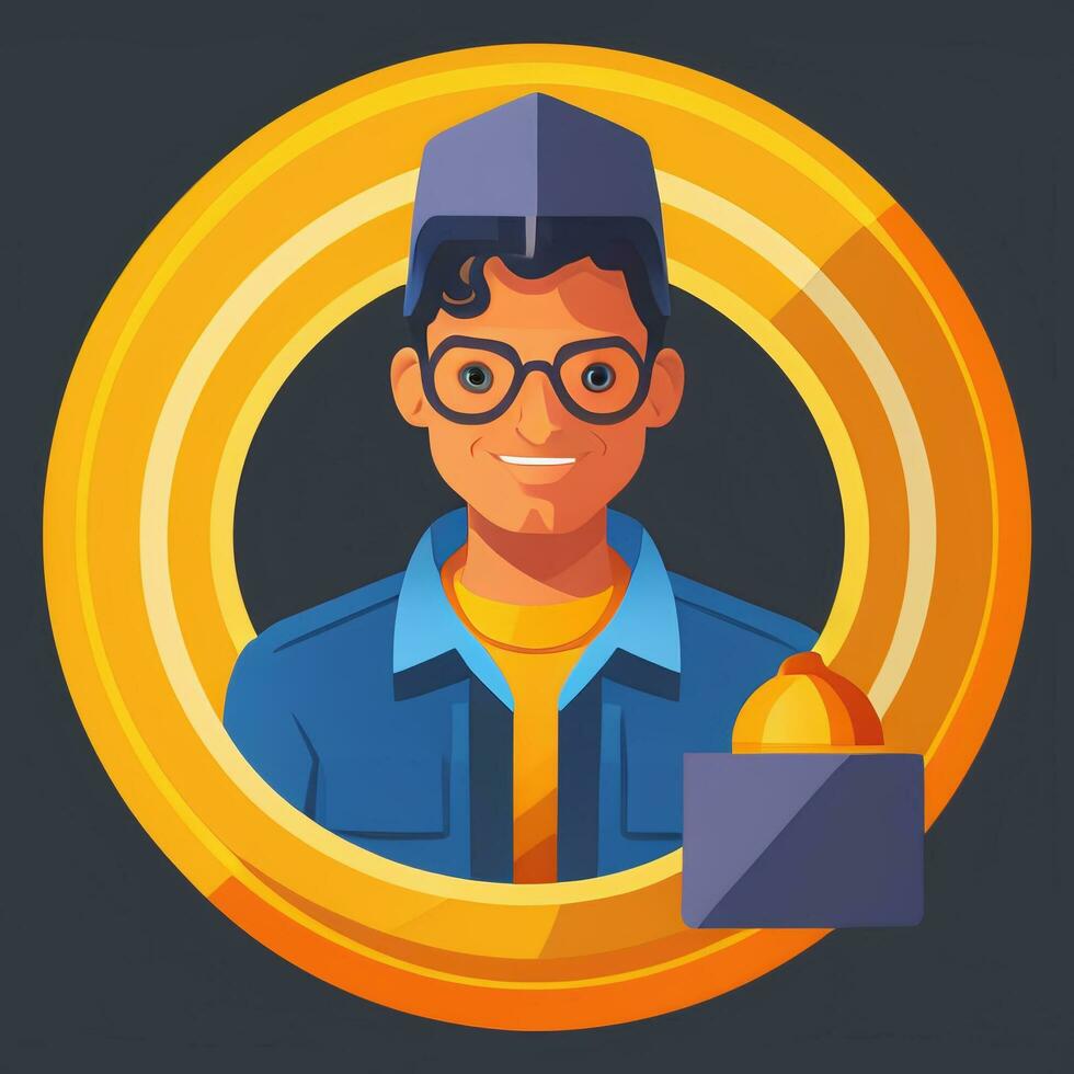 AI generated Engineer Avatar Icon Clip Art Sticker Decoration Simple Background photo