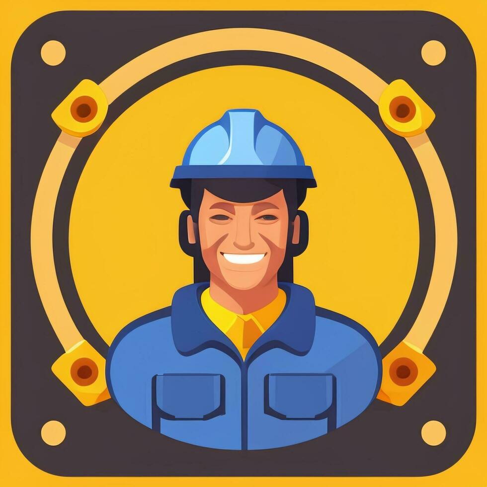 AI generated Engineer Avatar Icon Clip Art Sticker Decoration Simple Background photo
