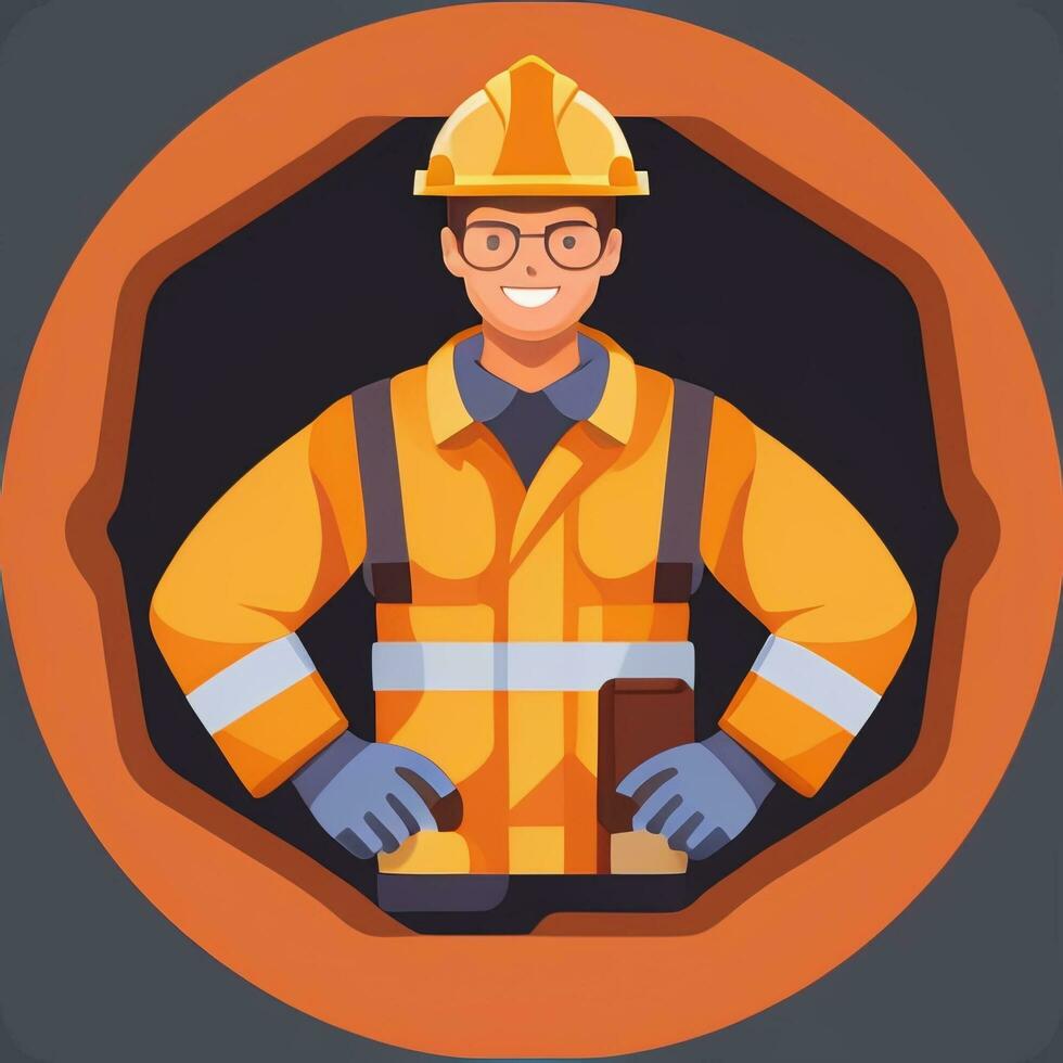 AI generated Engineer Avatar Icon Clip Art Sticker Decoration Simple Background photo