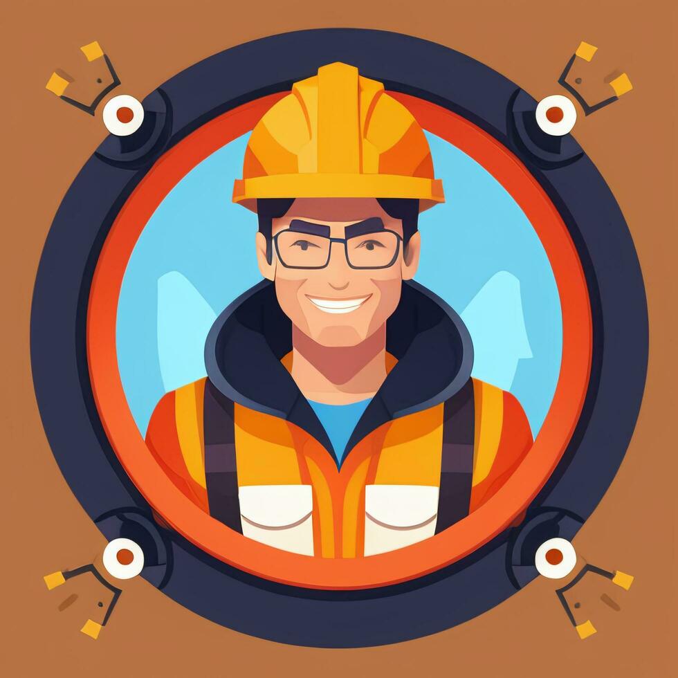 AI generated Engineer Avatar Icon Clip Art Sticker Decoration Simple Background photo