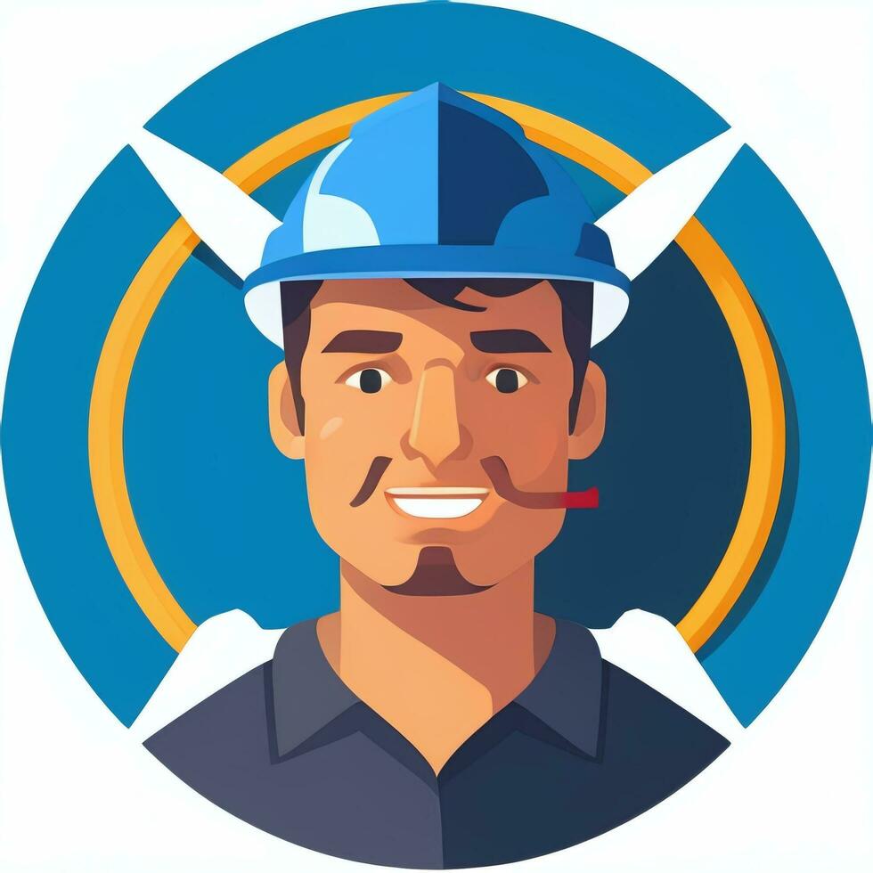 AI generated Engineer Avatar Icon Clip Art Sticker Decoration Simple Background photo