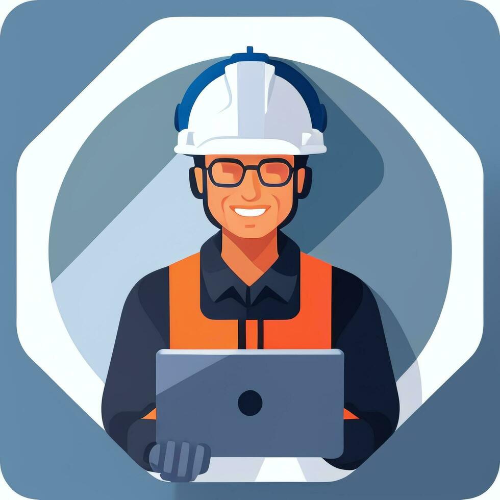 AI generated Engineer Avatar Icon Clip Art Sticker Decoration Simple Background photo