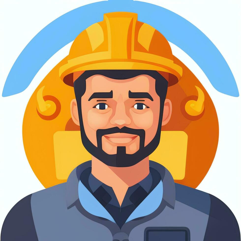 AI generated Engineer Avatar Icon Clip Art Sticker Decoration Simple Background photo