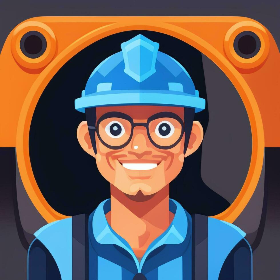 AI generated Engineer Avatar Icon Clip Art Sticker Decoration Simple Background photo