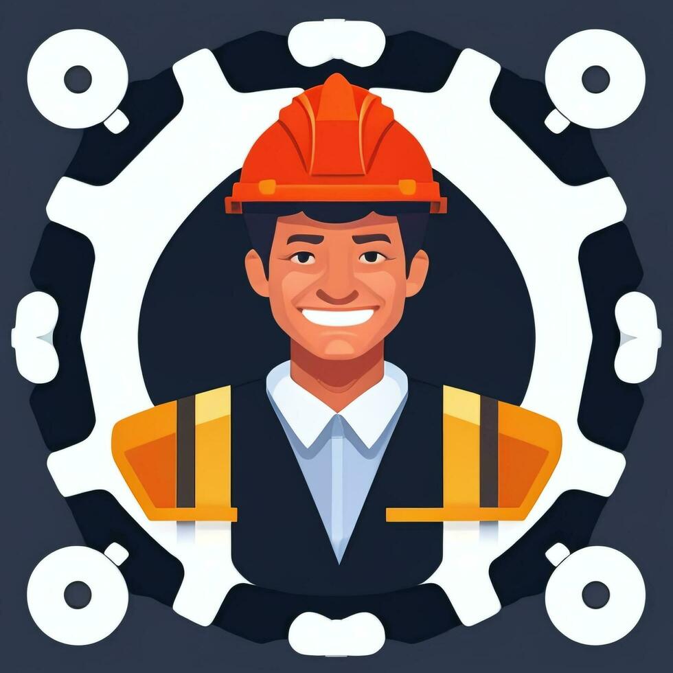 AI generated Engineer Avatar Icon Clip Art Sticker Decoration Simple Background photo