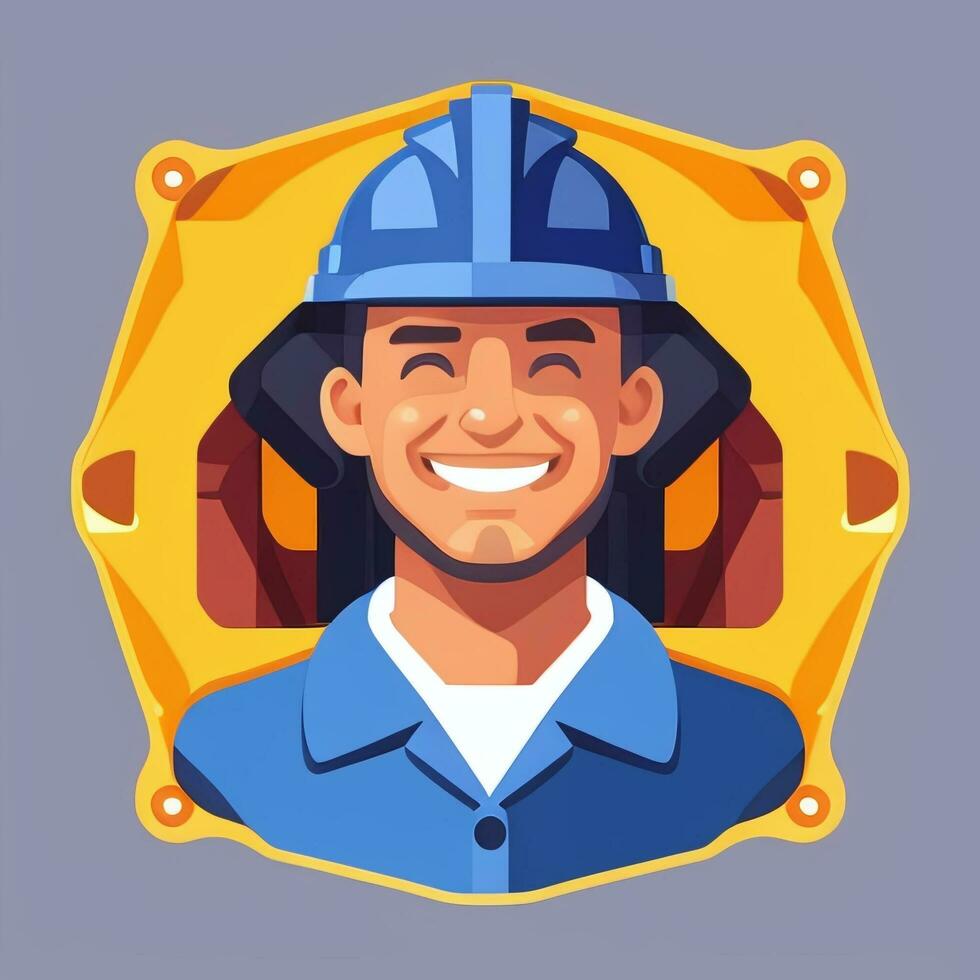 AI generated Engineer Avatar Icon Clip Art Sticker Decoration Simple Background photo
