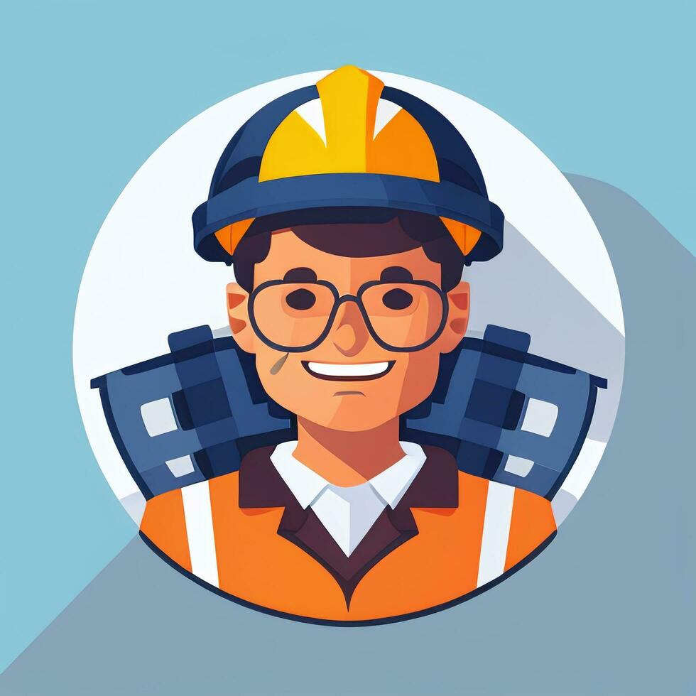 AI generated Engineer Avatar Icon Clip Art Sticker Decoration Simple Background photo