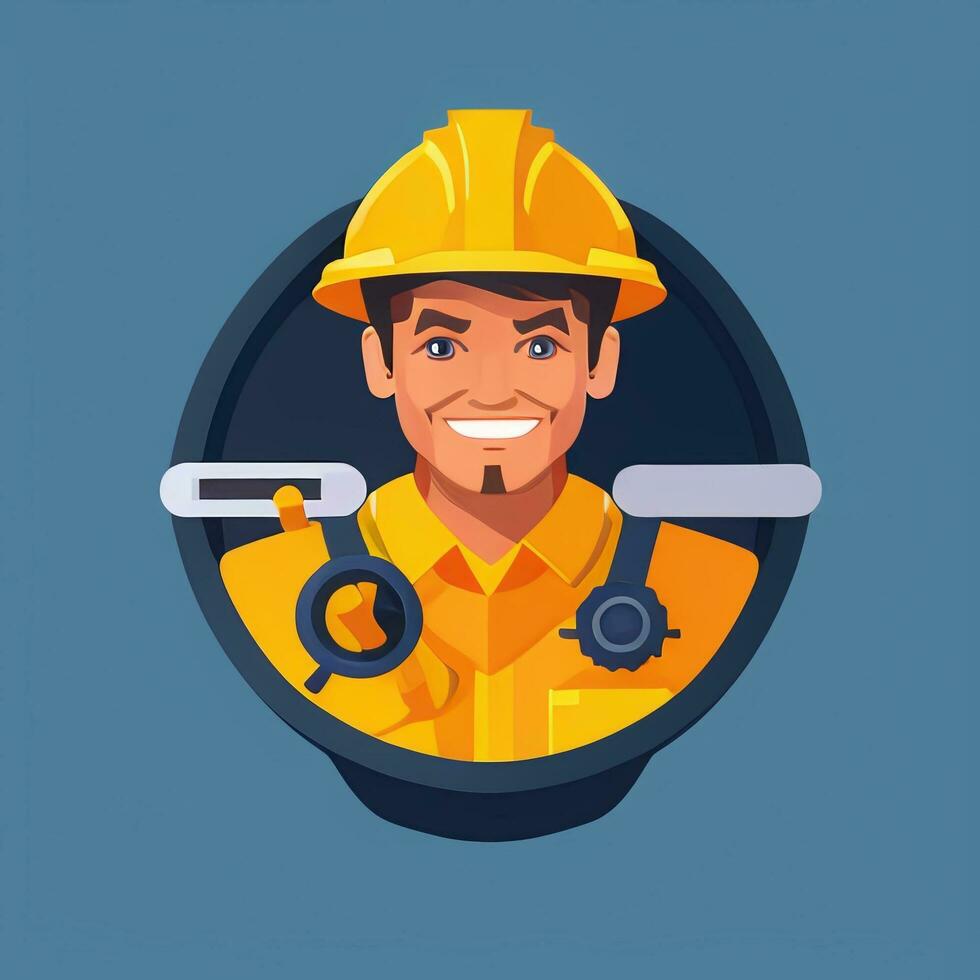AI generated Engineer Avatar Icon Clip Art Sticker Decoration Simple Background photo
