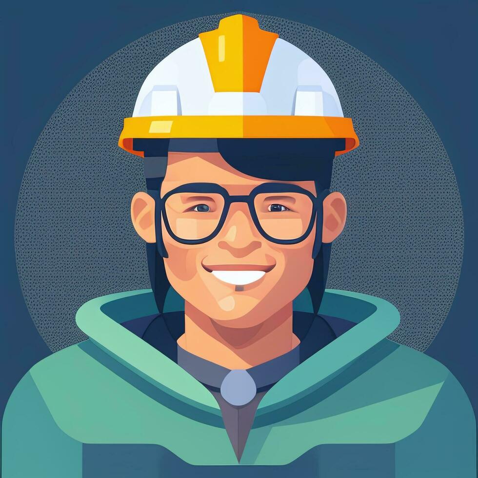 AI generated Engineer Avatar Icon Clip Art Sticker Decoration Simple Background photo