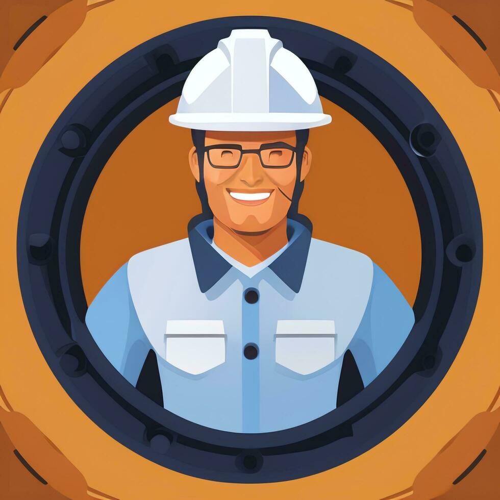 AI generated Engineer Avatar Icon Clip Art Sticker Decoration Simple Background photo