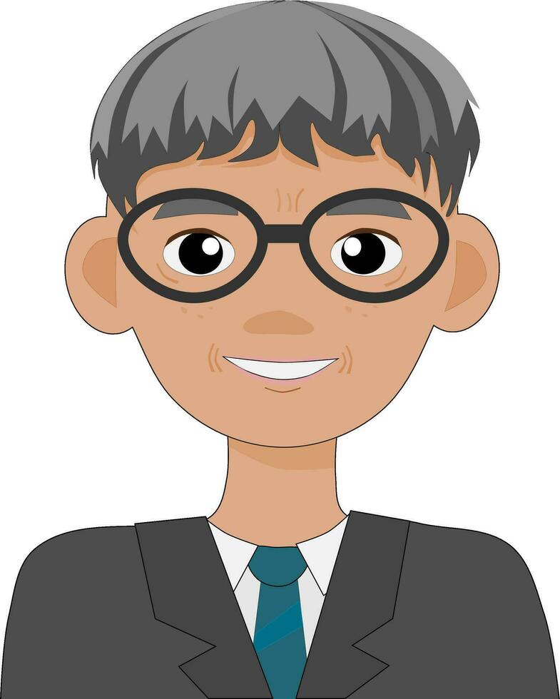 An old man wears glasses and a gray suit, a old man avatar vector illustration.