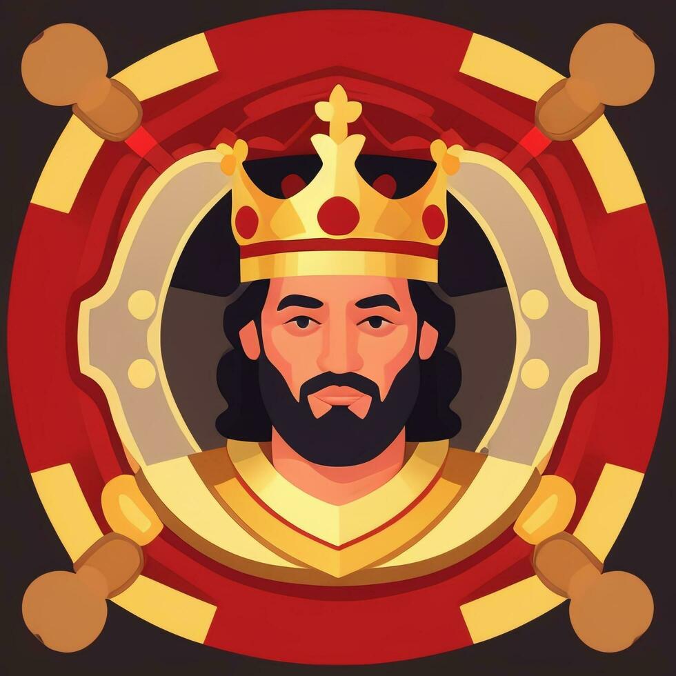 AI generated King Avatar Gamer Icon Clip Art Sticker Decoration Simple Background photo
