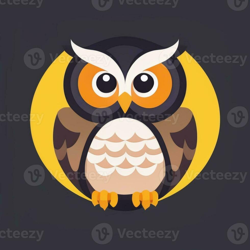 AI generated Cute Owl Avatar Icon Clip Art Sticker Decoration Simple Background photo