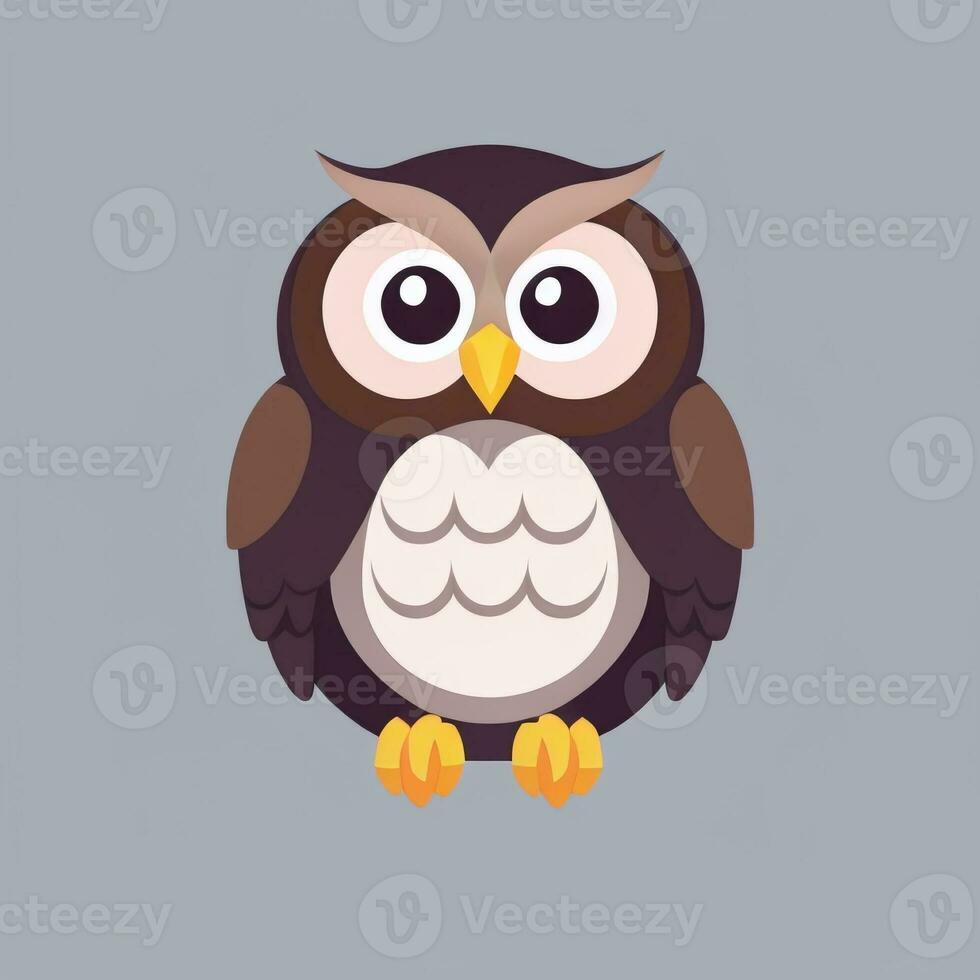 AI generated Cute Owl Avatar Icon Clip Art Sticker Decoration Simple Background photo