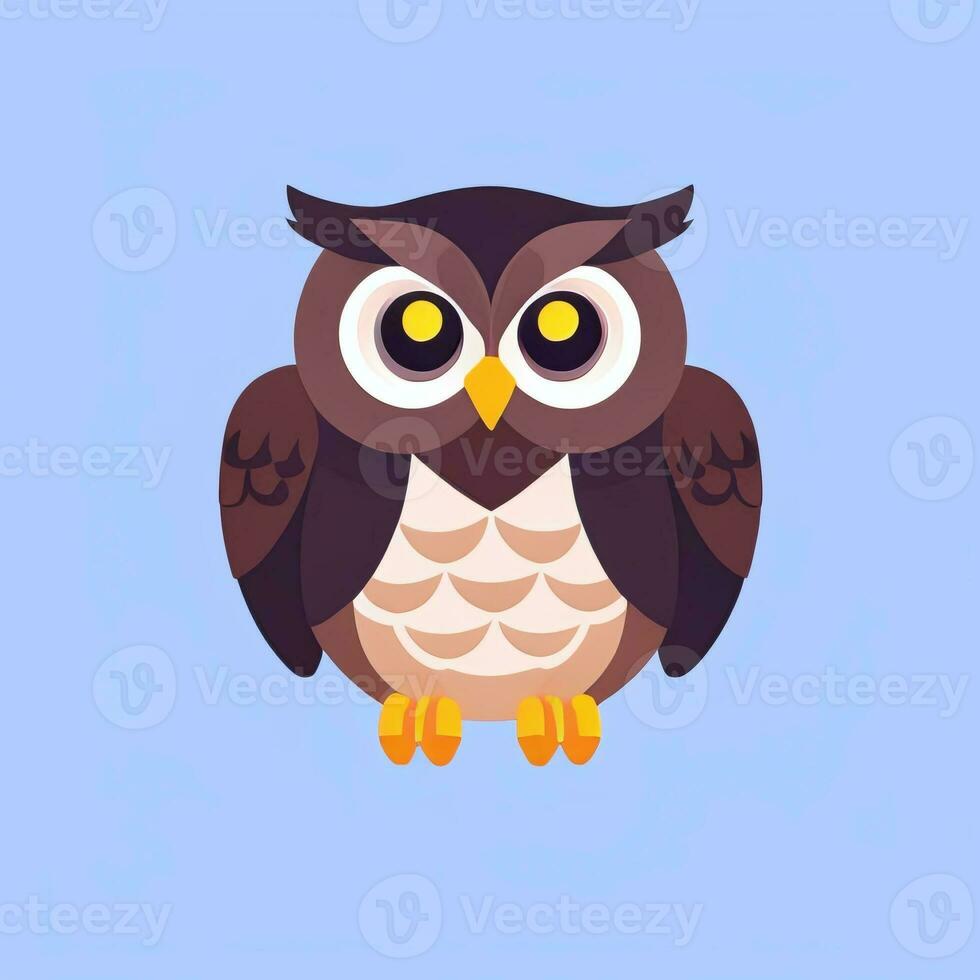 AI generated Cute Owl Avatar Icon Clip Art Sticker Decoration Simple Background photo