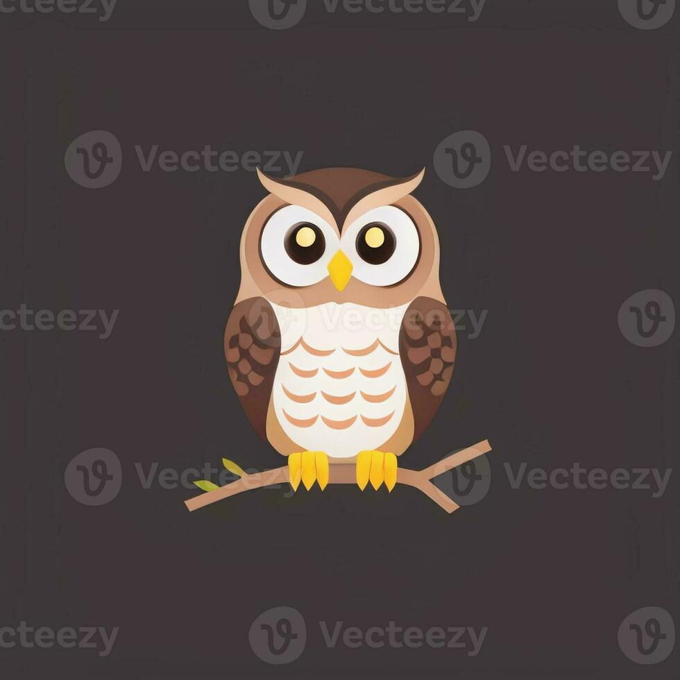 AI generated Cute Owl Avatar Icon Clip Art Sticker Decoration Simple Background photo