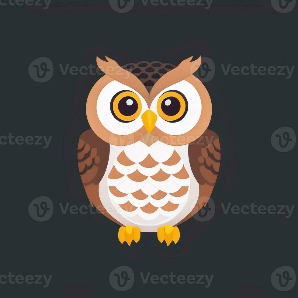 AI generated Cute Owl Avatar Icon Clip Art Sticker Decoration Simple Background photo