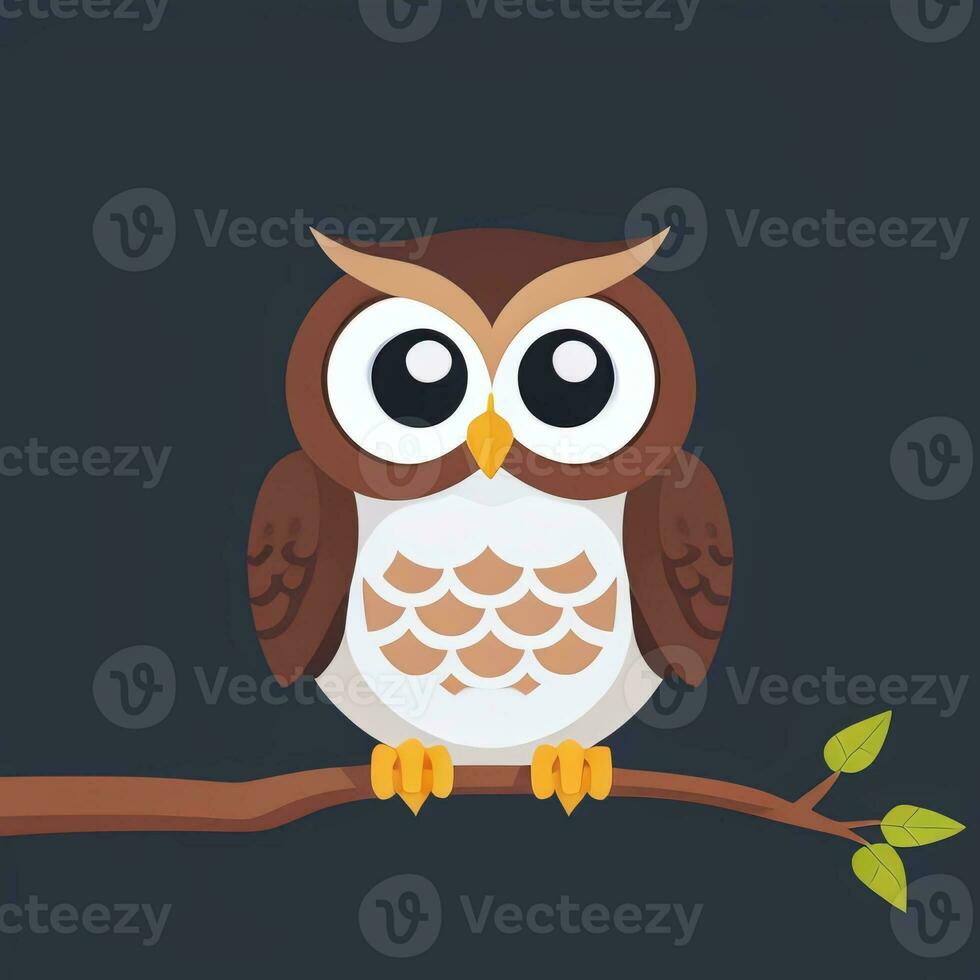 AI generated Cute Owl Avatar Icon Clip Art Sticker Decoration Simple Background photo